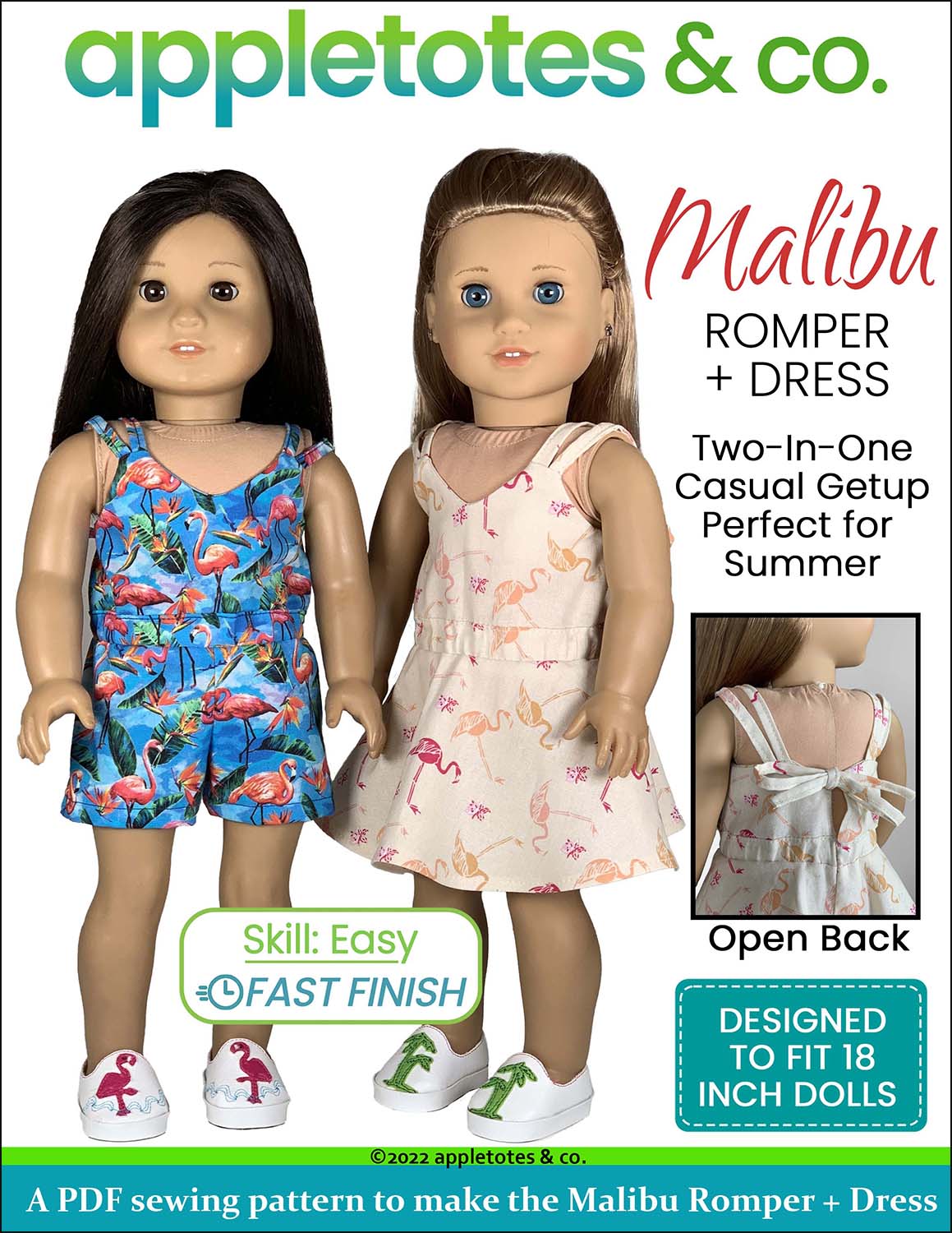 Malibu Romper + Dress 18 Inch Doll Sewing Pattern