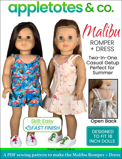 Malibu Romper + Dress 18 Inch Doll Sewing Pattern