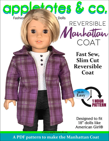 Manhattan Coat 18 Inch Doll Sewing Pattern