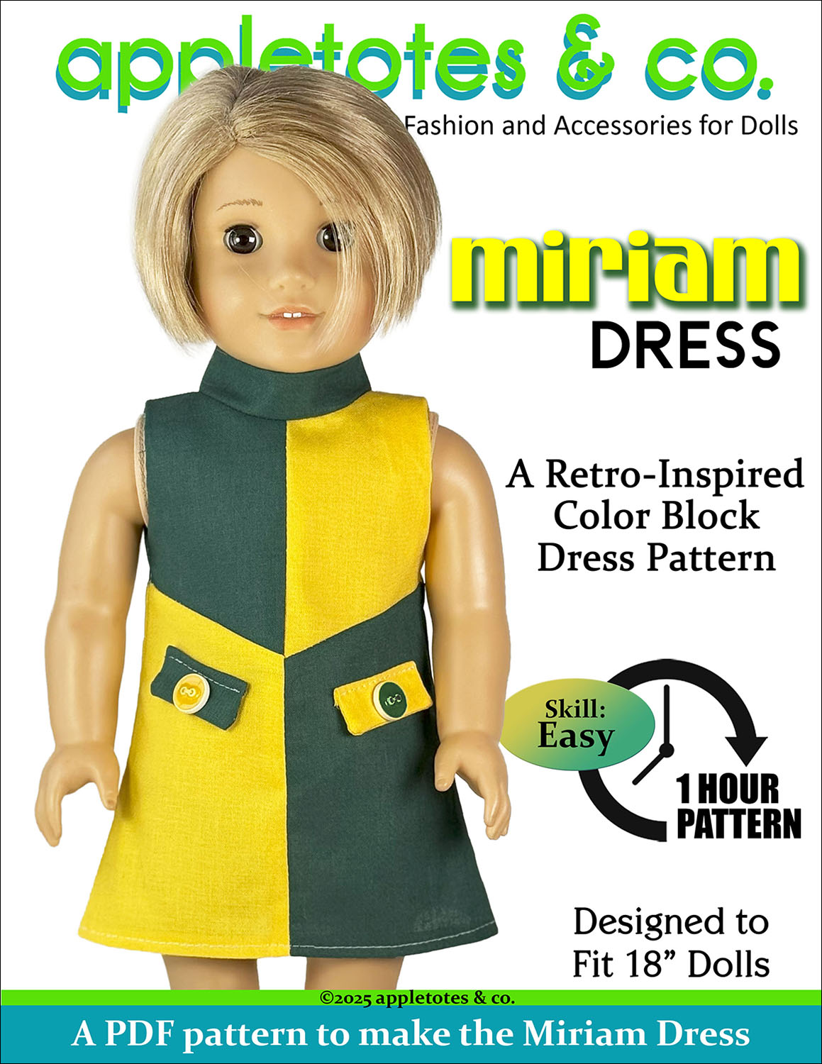 Miriam Dress 18 Inch Doll Sewing Pattern