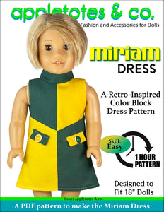 Miriam Dress 18 Inch Doll Sewing Pattern