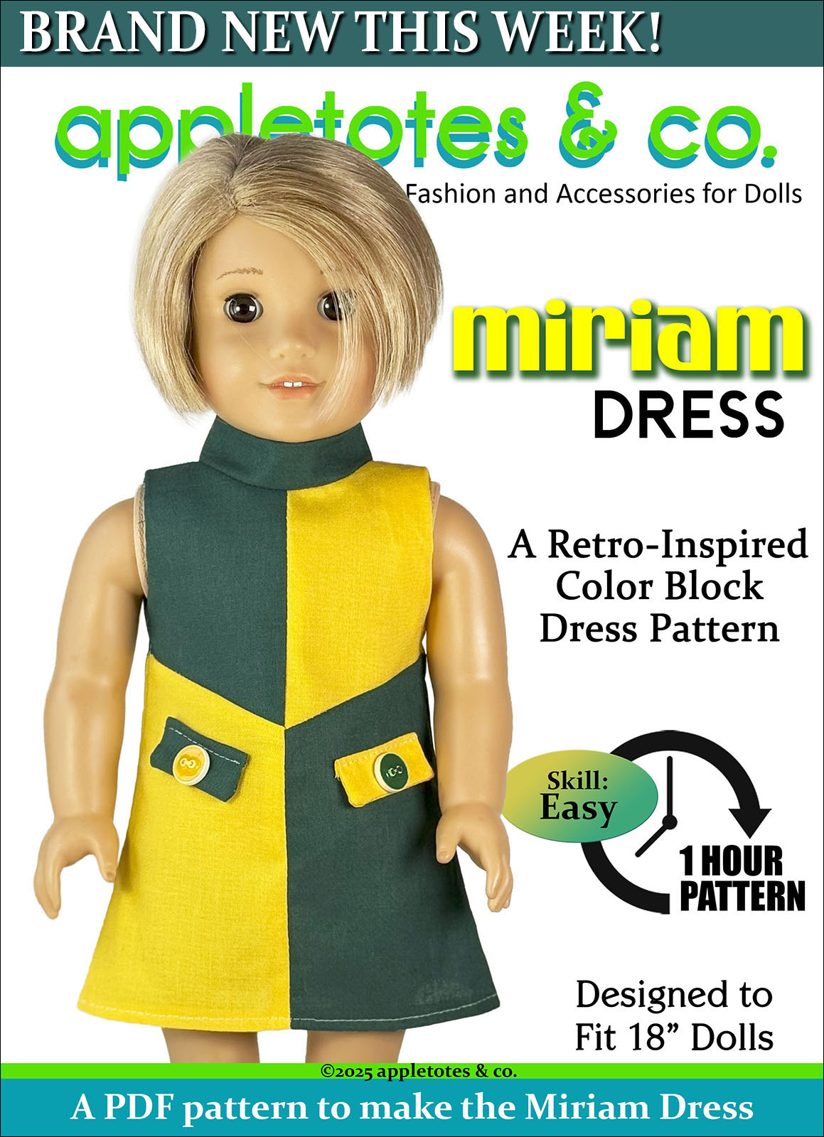 Miriam Dress 18 Inch Doll Sewing Pattern
