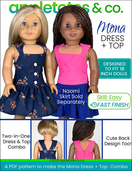 Mona Dress Top Combo 18 Inch Doll Sewing Pattern