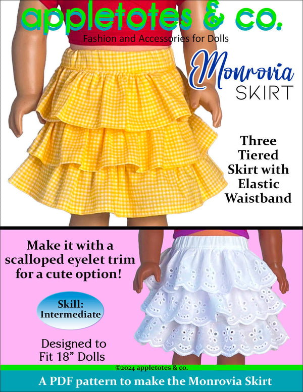Monrovia Skirt 18 Inch Doll Sewing Pattern