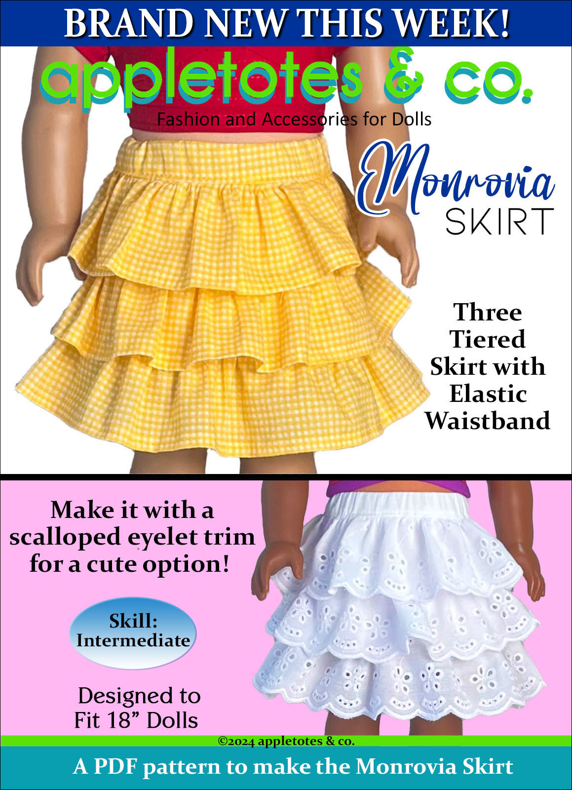 Monrovia Skirt 18 Inch Doll Sewing Pattern