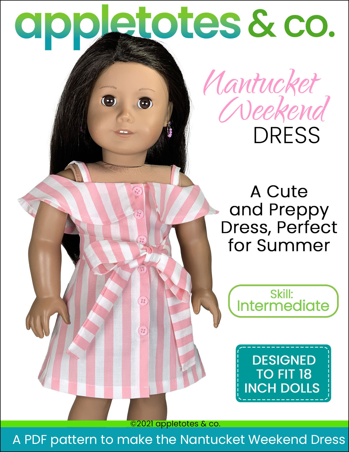 Nantucket Weekend Dress 18 Inch Doll Sewing Pattern
