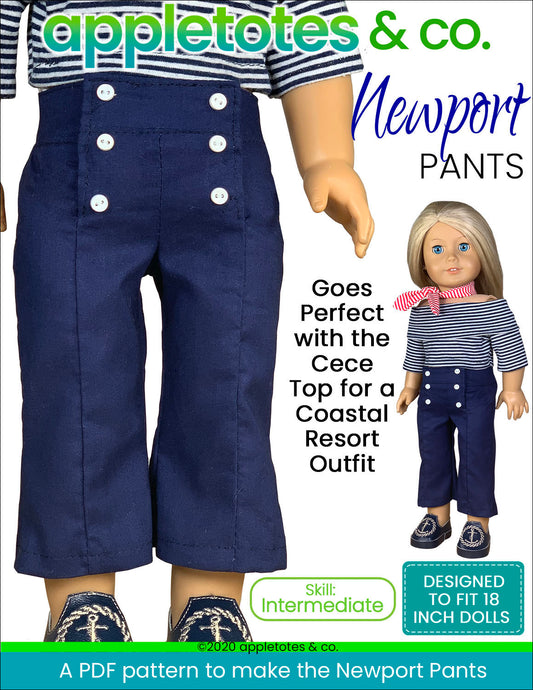 Newport Pants Sewing Pattern for 18 Inch Dolls