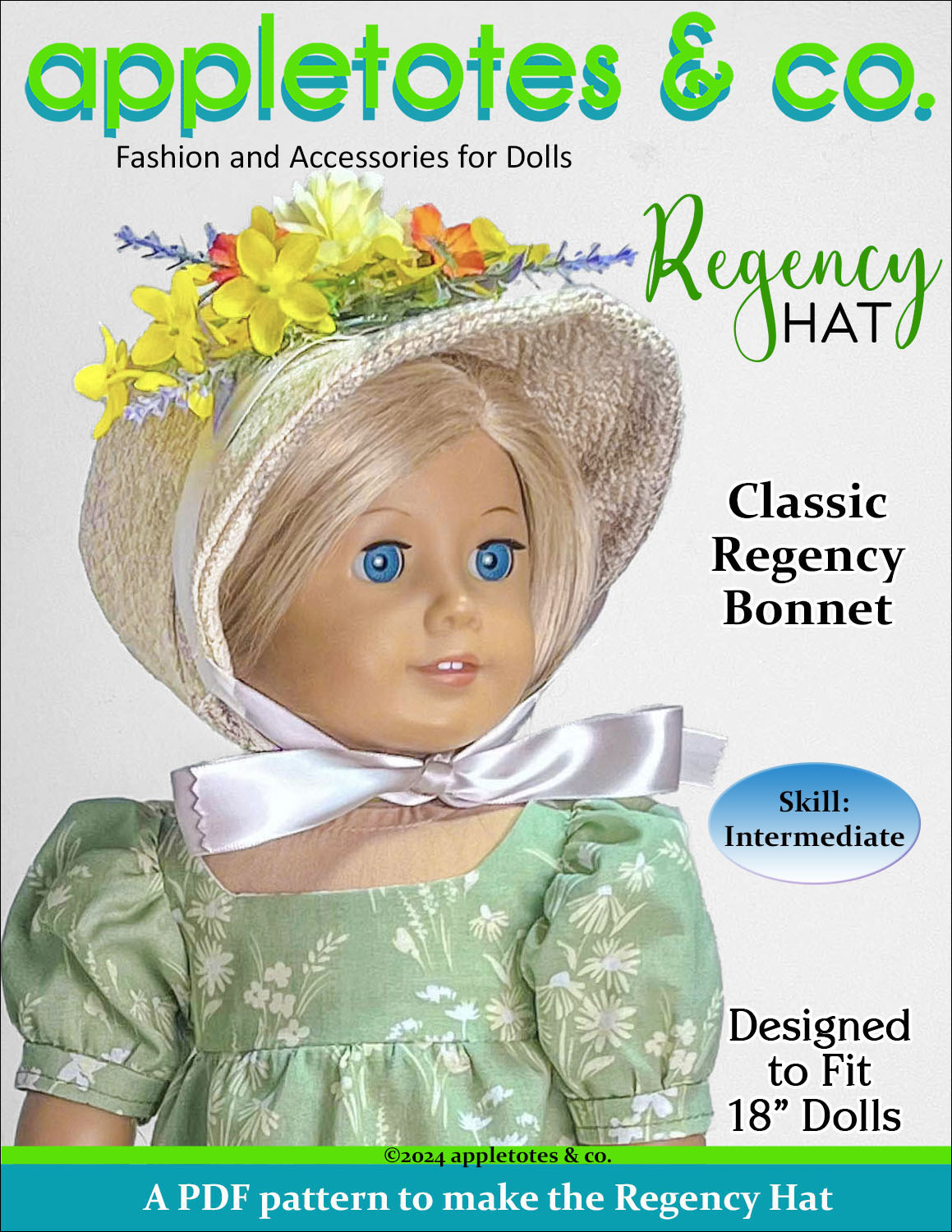 Regency Hat 18 Inch Doll Sewing Pattern