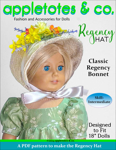 Regency Hat 18 Inch Doll Sewing Pattern