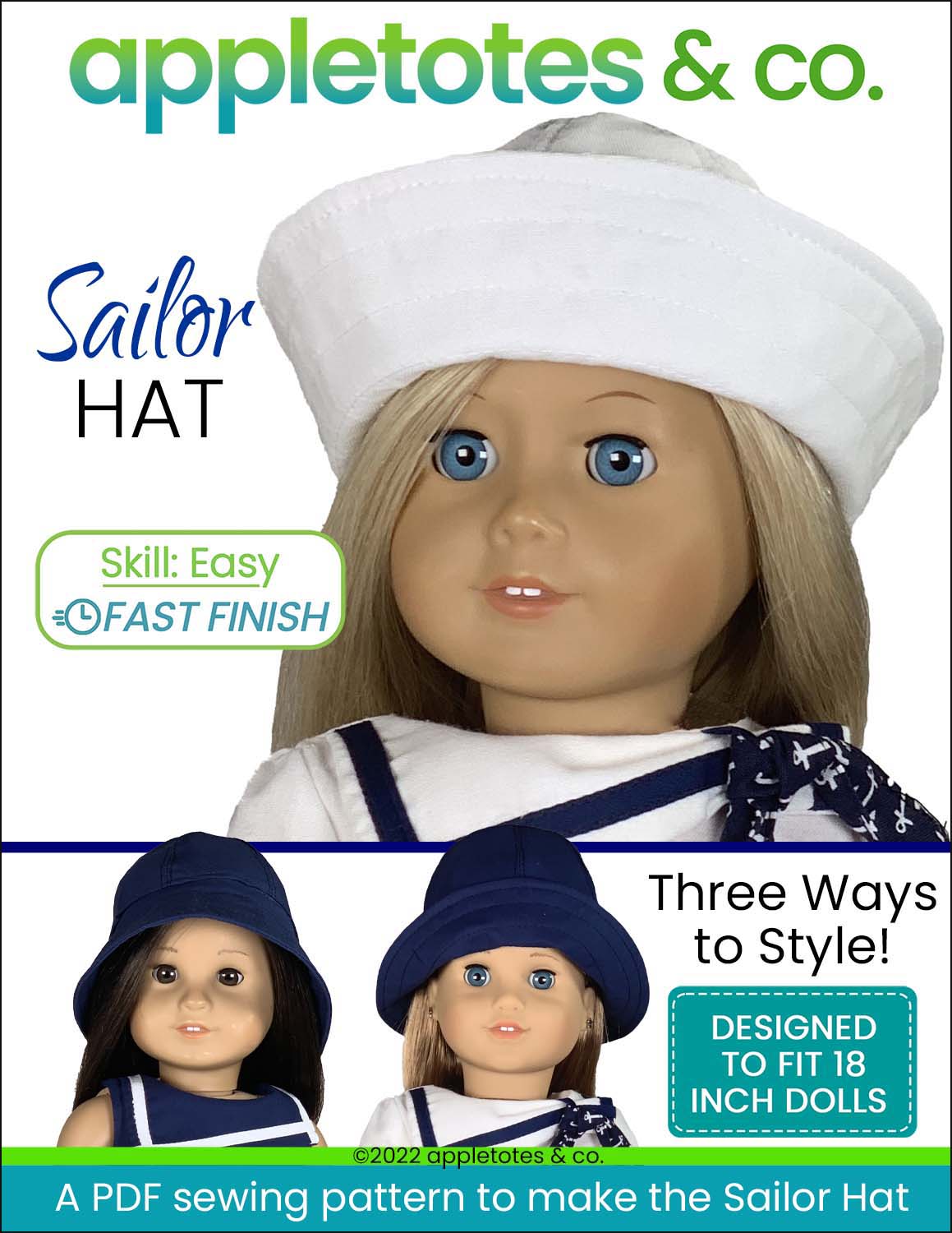 Sailor Hat 18 Inch Doll Pattern