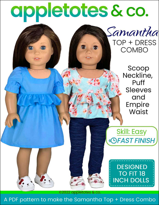 Samantha Top + Dress Combo 18 Inch Doll Sewing Pattern