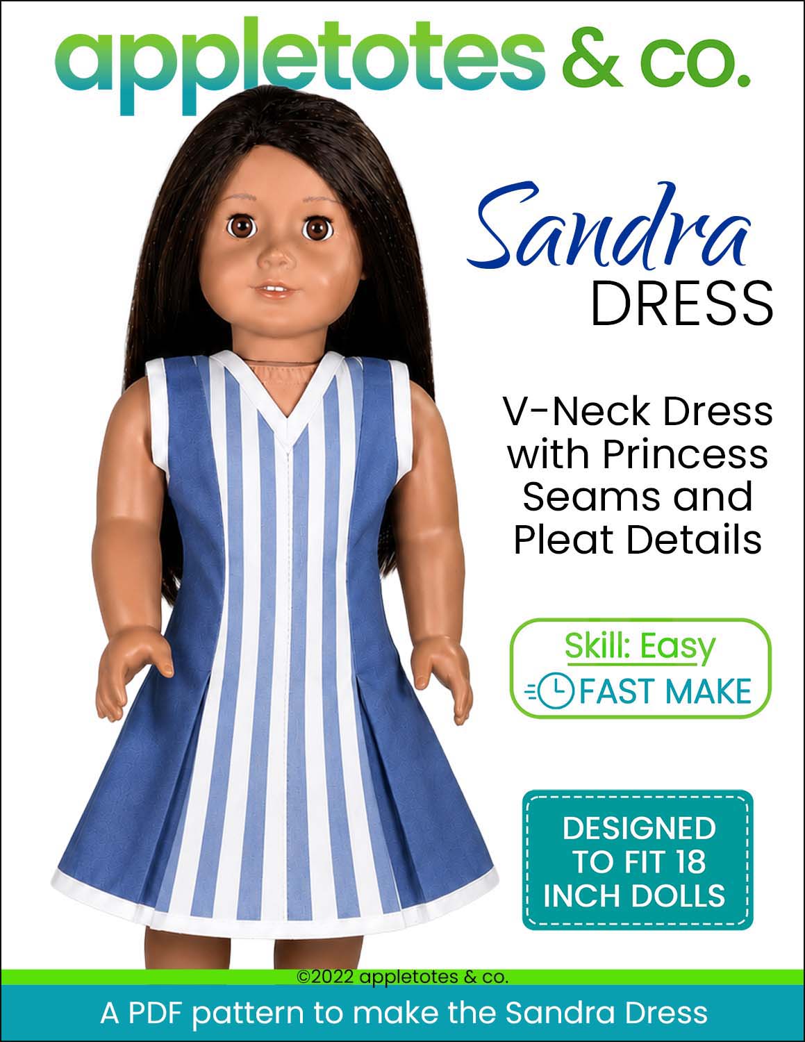 Sandra Dress 18 Inch Doll Sewing Pattern