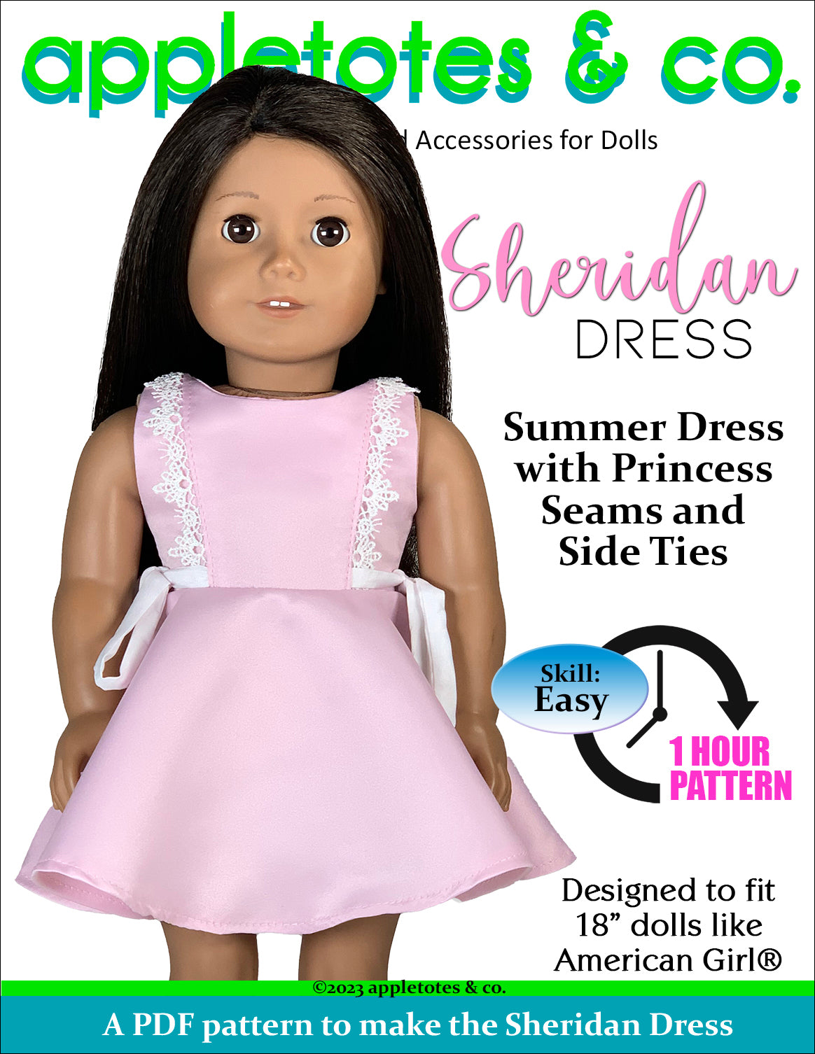 Sheridan Dress 18 Inch Doll Sewing Pattern – Appletotes & Co. for Free Printable Sewing Patterns For 18 Inch Doll Clothes