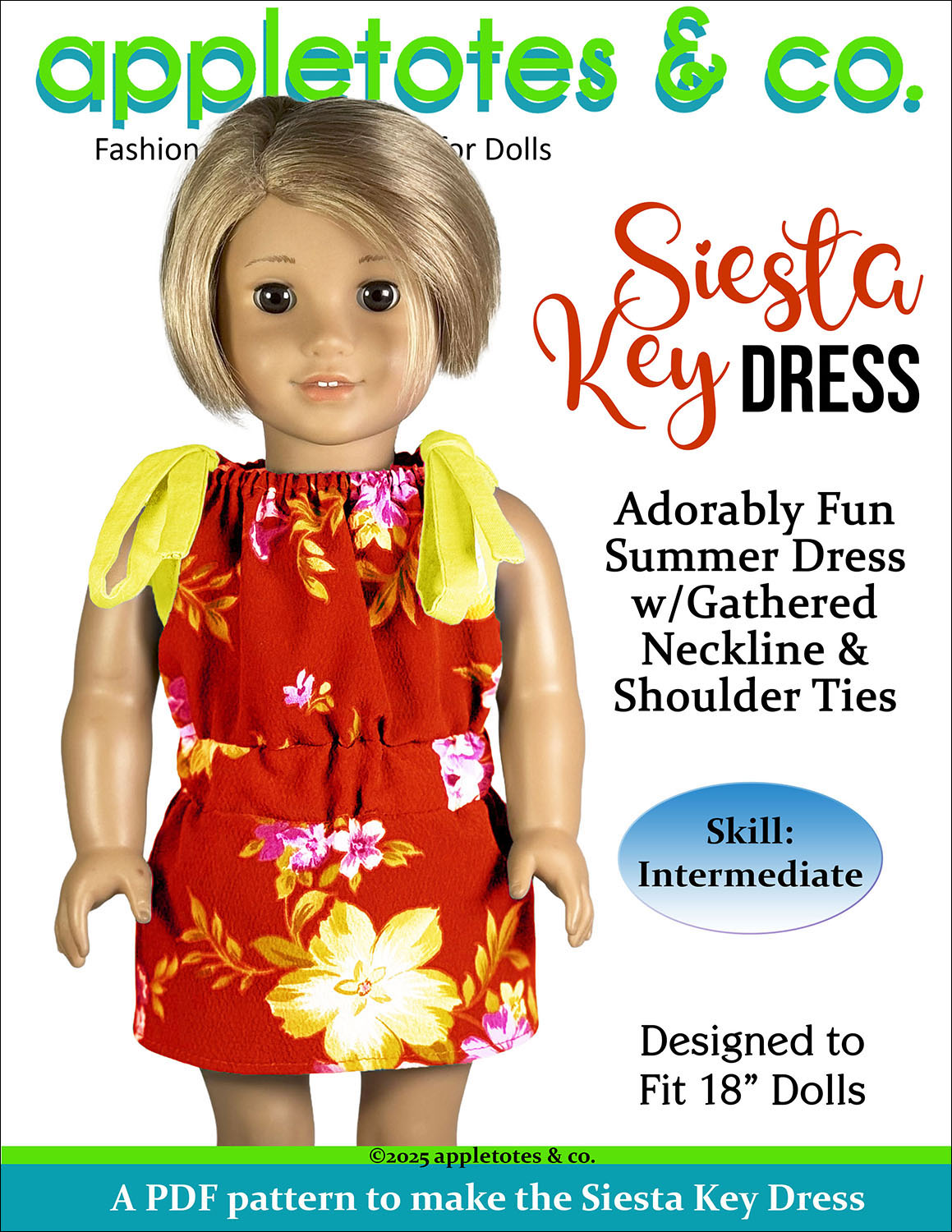 Siesta Key Dress 18 Inch Doll Sewing Pattern