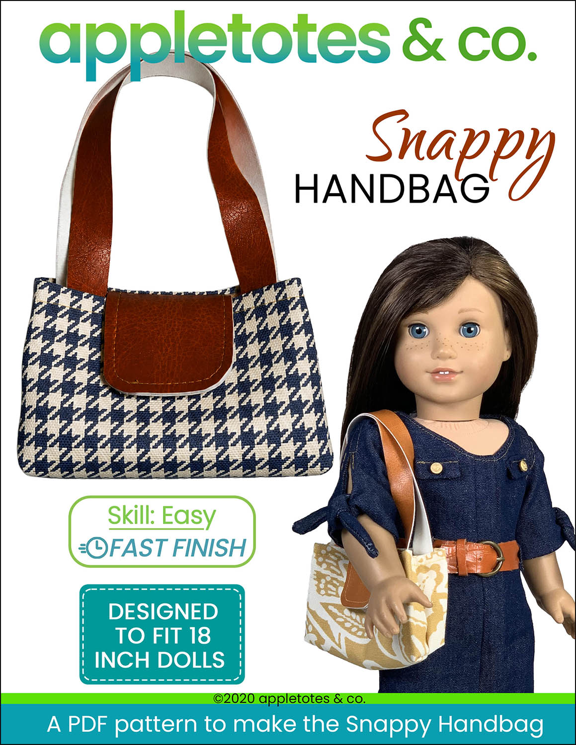 Snappy Handbag Sewing Pattern for 18 Inch Dolls