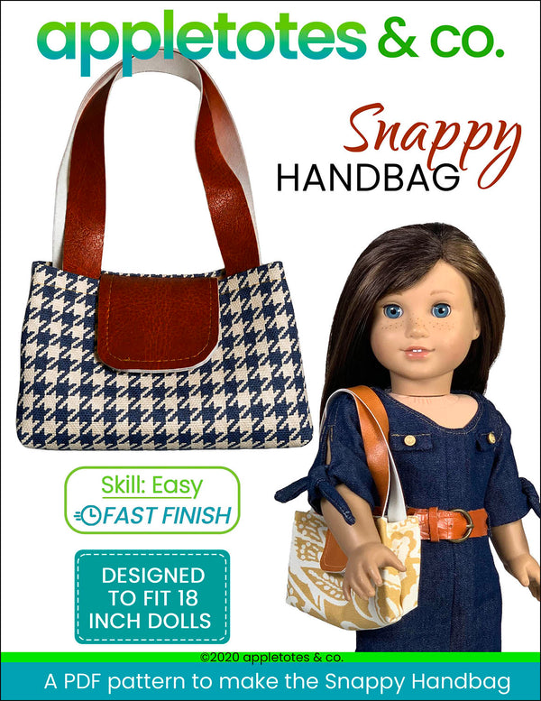 Snappy Handbag Sewing Pattern for 18 Inch Dolls