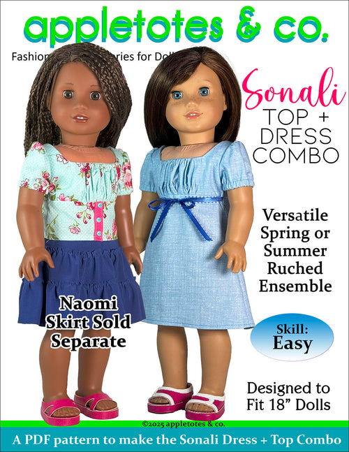 Sonali Top + Dress Combo 18 Inch Doll Sewing Pattern