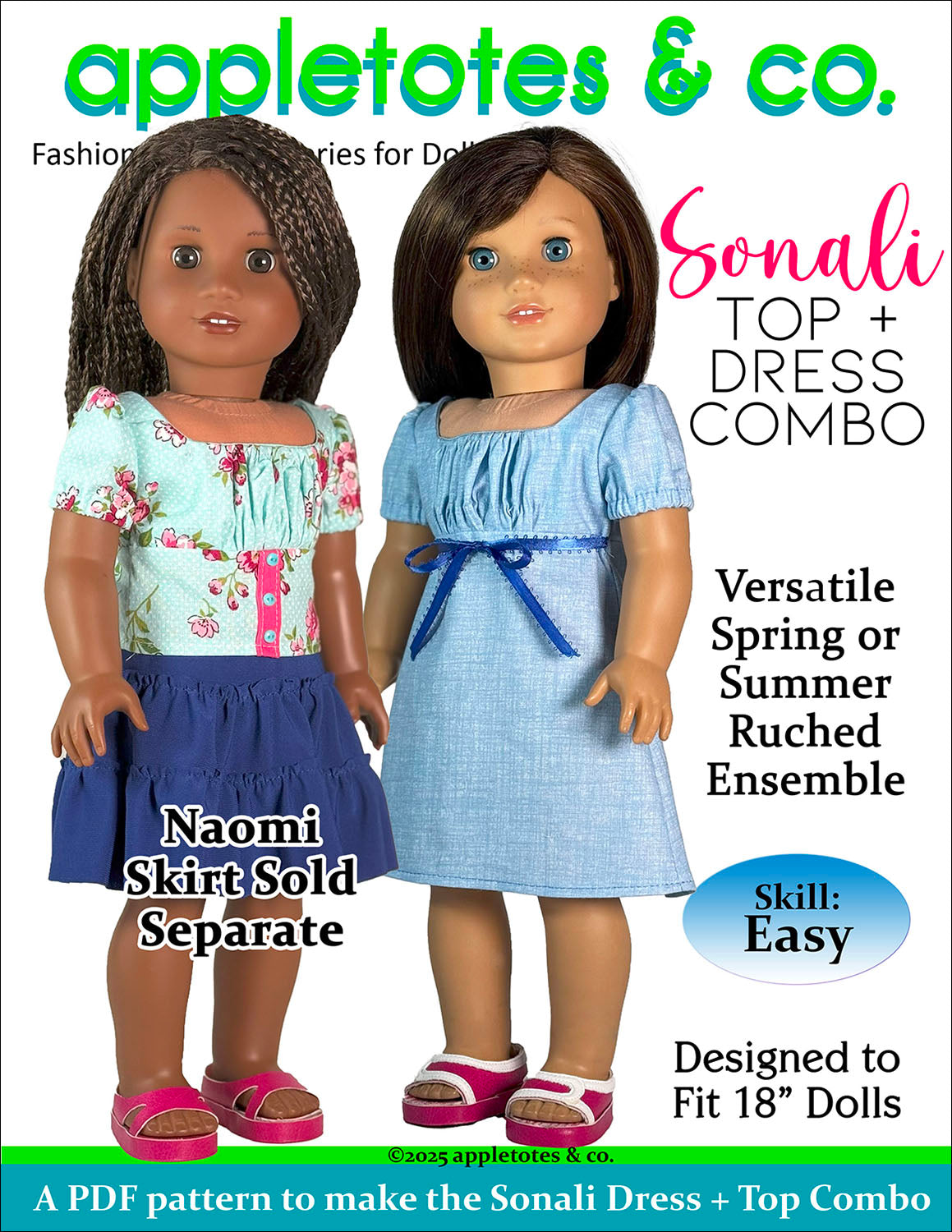 Sonali Top + Dress Combo 18 Inch Doll Sewing Pattern