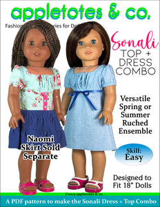 Sonali Top + Dress Combo 18 Inch Doll Sewing Pattern