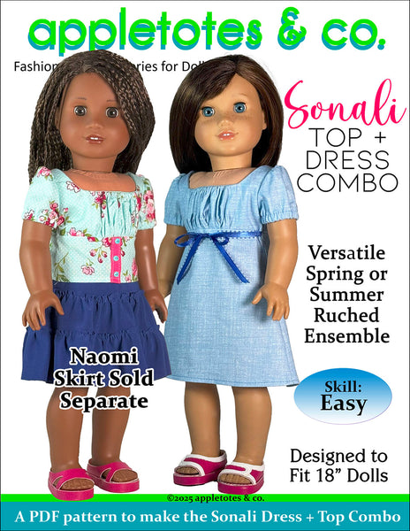 Sonali Top + Dress Combo 18 Inch Doll Sewing Pattern