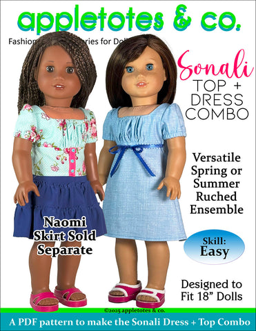 Sonali Top + Dress Combo 18 Inch Doll Sewing Pattern