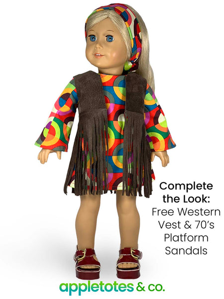 Stevie 70s Dress Sewing Pattern for 18 Inch Dolls