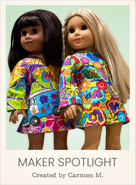 Stevie 70s Dress Sewing Pattern for 18 Inch Dolls