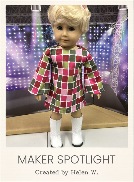 Stevie 70s Dress Sewing Pattern for 18 Inch Dolls