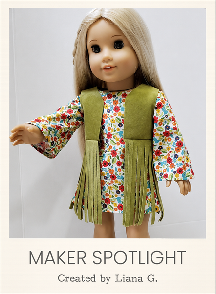 Stevie 70s Dress Sewing Pattern for 18 Inch Dolls