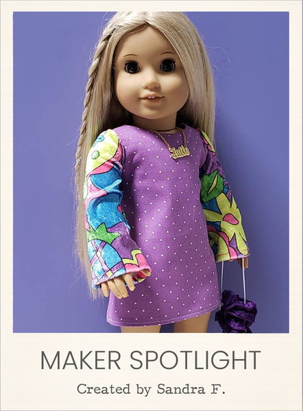 Stevie 70s Dress Sewing Pattern for 18 Inch Dolls