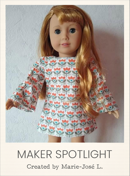 Stevie 70s Dress Sewing Pattern for 18 Inch Dolls