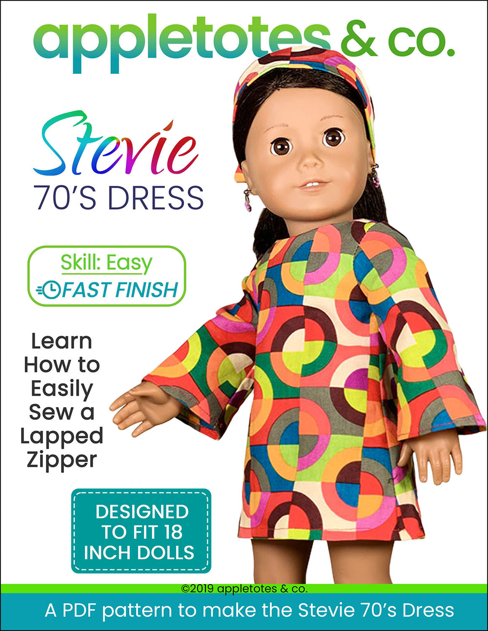 Stevie 70s Dress Sewing Pattern for 18 Inch Dolls