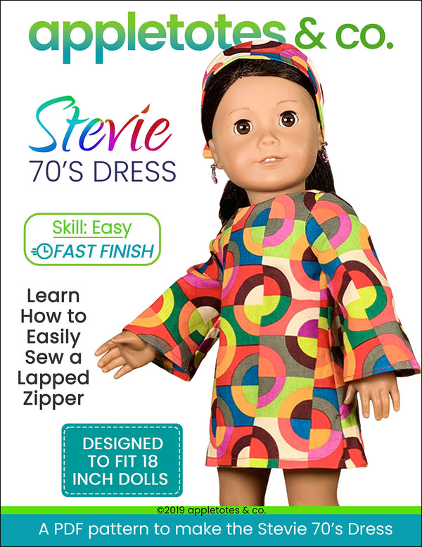 Stevie 70s Dress Sewing Pattern for 18 Inch Dolls