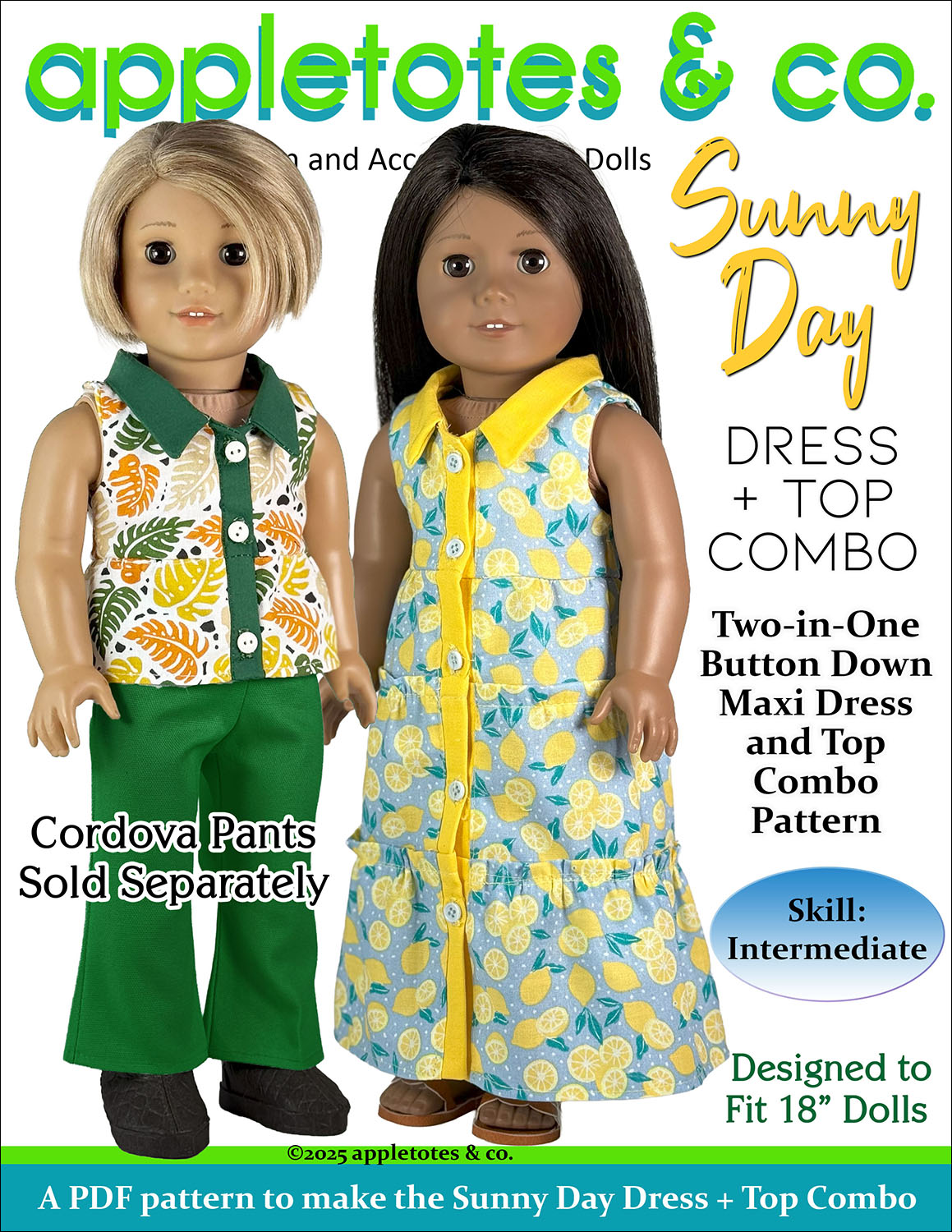 Sunny Day Dress + Top Combo 18 Inch Doll Sewing Pattern