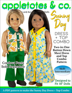 Sunny Day Dress + Top Combo 18 Inch Doll Sewing Pattern
