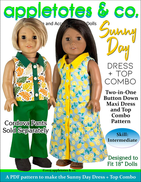 Sunny Day Dress + Top Combo 18 Inch Doll Sewing Pattern