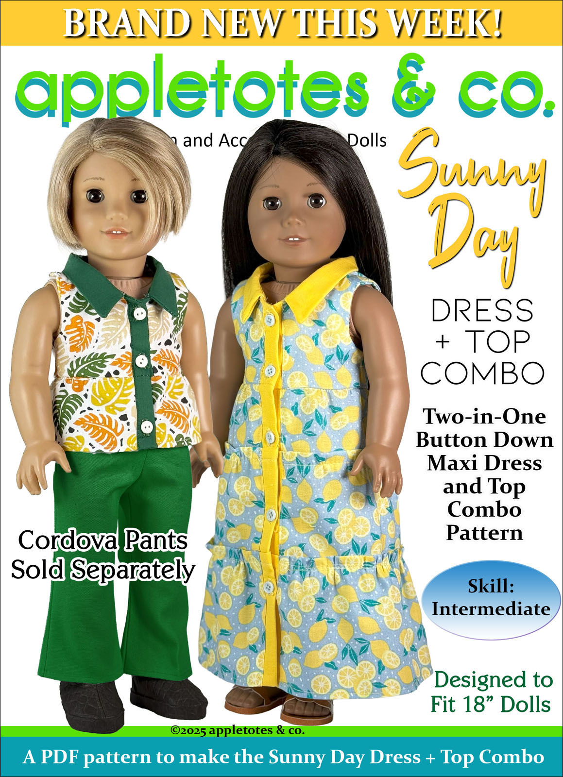 Sunny Day Dress + Top Combo 18 Inch Doll Sewing Pattern