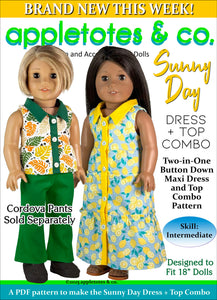 Sunny Day Dress + Top Combo 18 Inch Doll Sewing Pattern