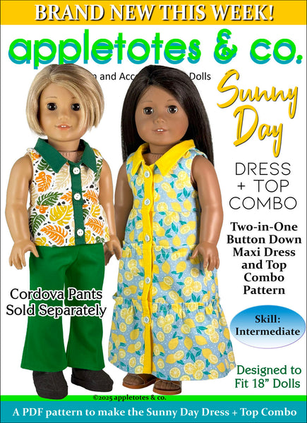Sunny Day Dress + Top Combo 18 Inch Doll Sewing Pattern