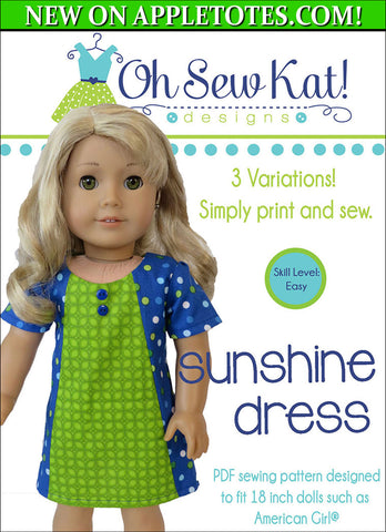 Sunshine Dress 18 Inch Doll Sewing Pattern
