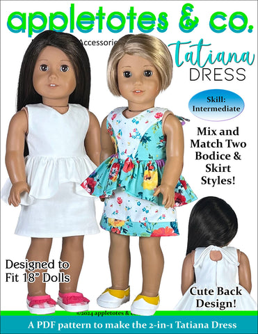 Tatiana Dress 18 Inch Doll Sewing Pattern