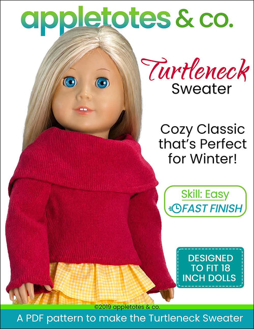 Turtleneck Sweater Sewing Pattern for 18 Inch Dolls