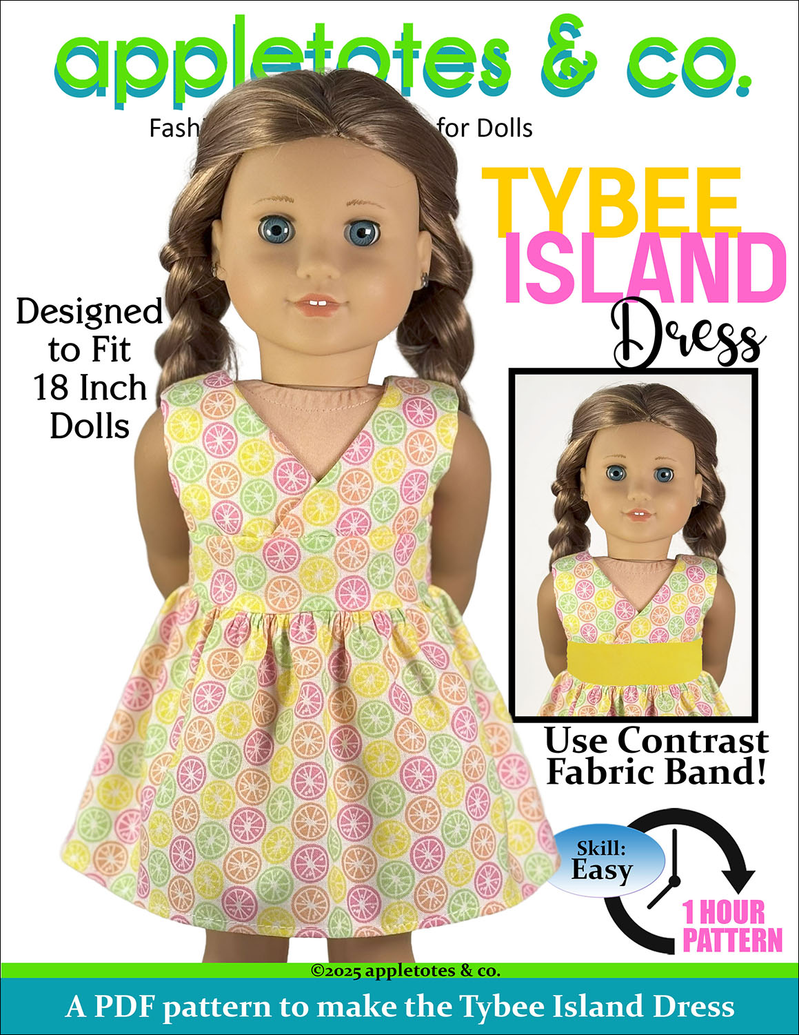 Tybee Island Dress 18 Inch Doll Sewing Pattern