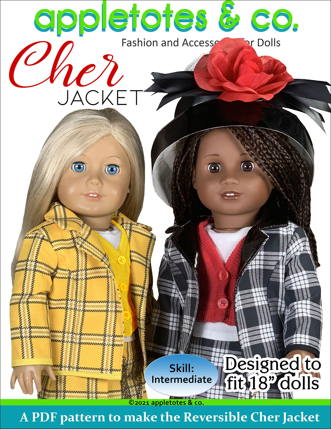 Reversible Cher Jacket 18 Inch Doll Sewing Pattern