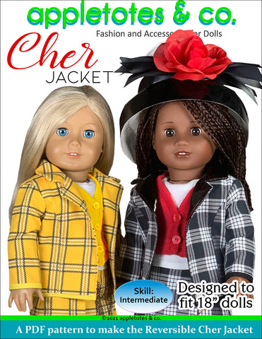 Reversible Cher Jacket 18 Inch Doll Sewing Pattern