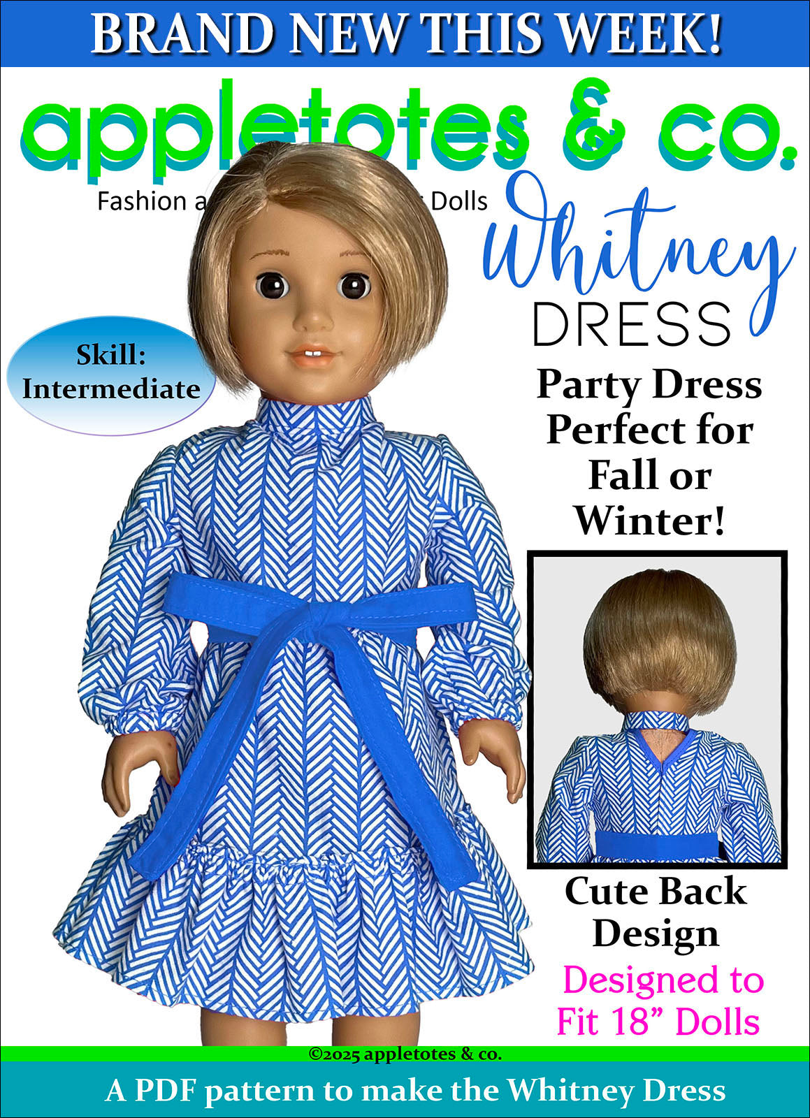 Whitney Dress 18 Inch Doll Sewing Pattern