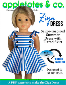 Ziya Dress 18 Inch Doll Sewing Pattern