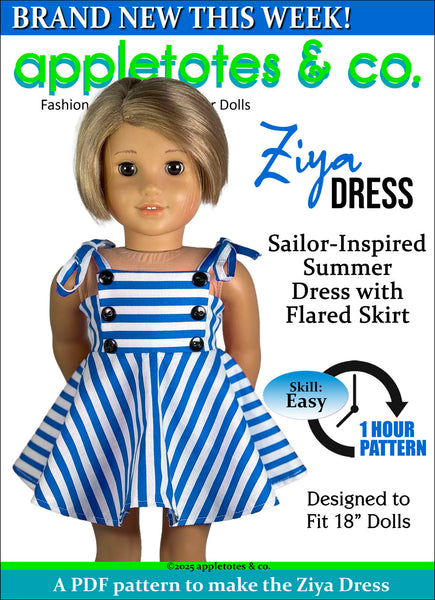 Ziya Dress 18 Inch Doll Sewing Pattern