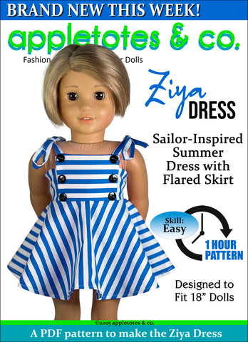 Ziya Dress 18 Inch Doll Sewing Pattern