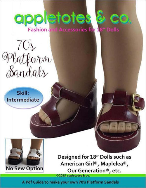 70's Platform Sandals Sewing Pattern for 18 Inch Dolls